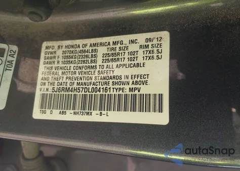 2013 Honda Cr-V Ex from USA, damaged, VIN 5J6RM4H57DL004161